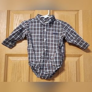 OshKosh 12 month button down with collar long sleeve onesie shirt